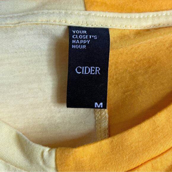 Cider Color Block Tie Front Crop Top Graphic Tee Short Sleeve Casual T Shirt Med - Picture 8 of 8